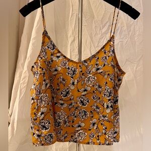 Aeropostale yellow floral cropped tank top size large